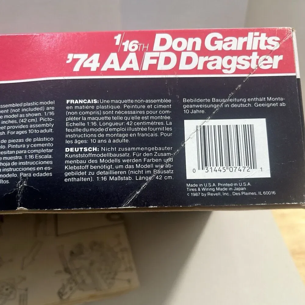 1/16 Revell Don Garlits '74 AA/FD Dragster #7472 Model Kit - Partially Built
